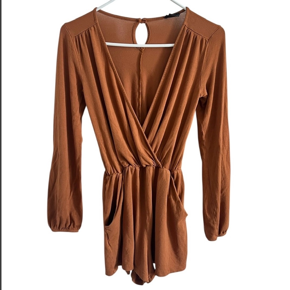 Wet Seal Brown Long Sleeve Romper